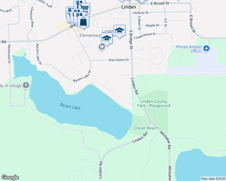 map of restaurants, bars, coffee shops, grocery stores, and more near 5443 Dooley Drive in Linden