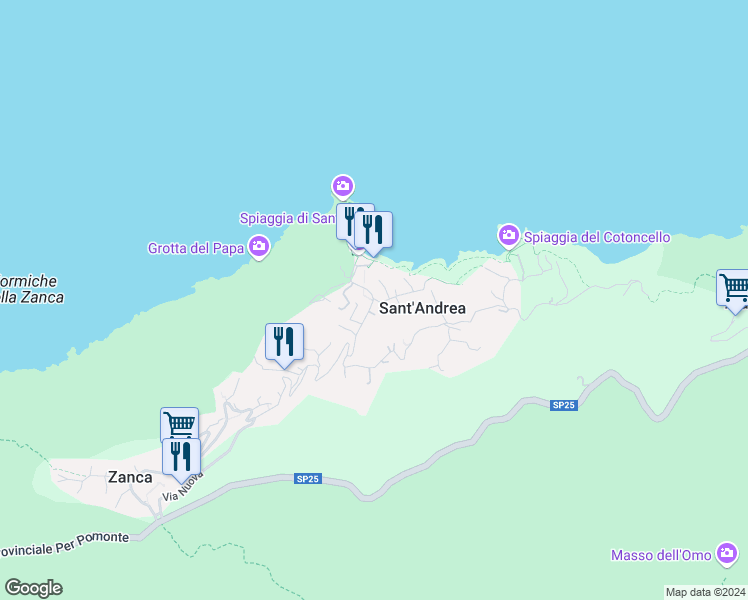 map of restaurants, bars, coffee shops, grocery stores, and more near 80 Via San Gaetano in Zanca