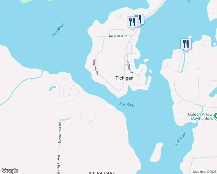map of restaurants, bars, coffee shops, grocery stores, and more near 6428 Channel Road in Waterford