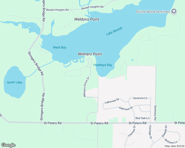 map of restaurants, bars, coffee shops, grocery stores, and more near N8658 Wilmers Grove Drive in East Troy