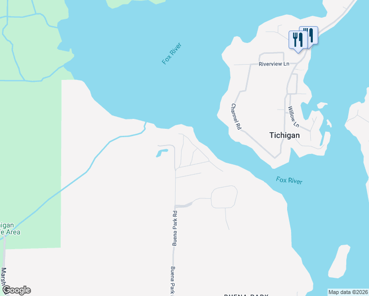 map of restaurants, bars, coffee shops, grocery stores, and more near 6521 Forest Lane in Waterford