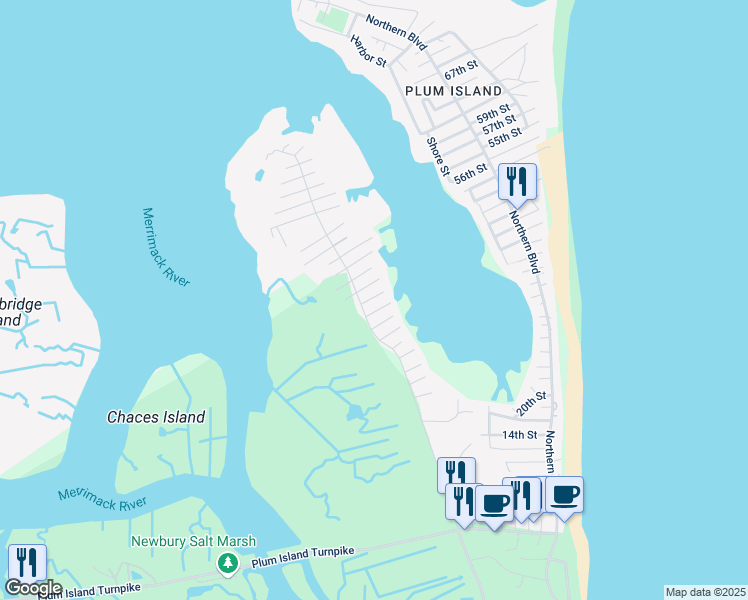 map of restaurants, bars, coffee shops, grocery stores, and more near 5 Finnegan Way in Newbury