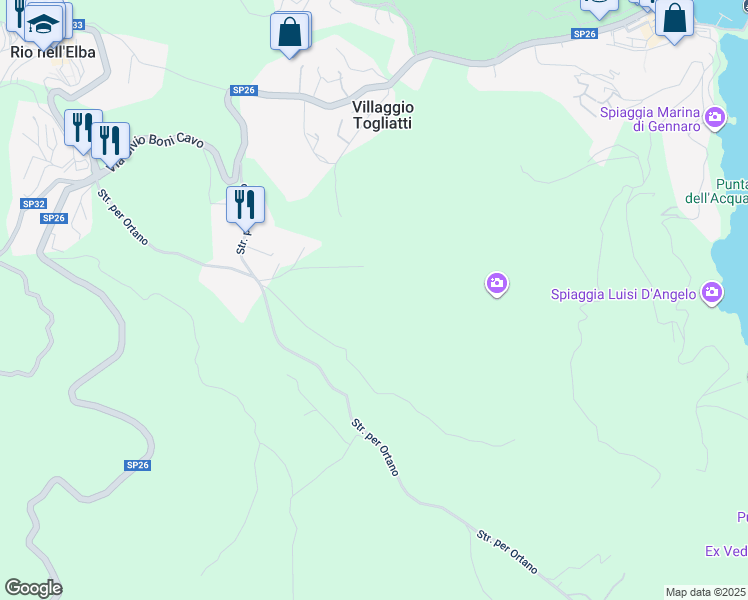 map of restaurants, bars, coffee shops, grocery stores, and more near 10 Strada per Ortano in Marina