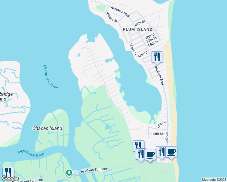 map of restaurants, bars, coffee shops, grocery stores, and more near 5 Finnegan Way in Newbury