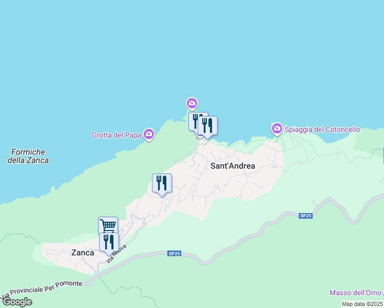 map of restaurants, bars, coffee shops, grocery stores, and more near 2 Via dei Prati in Zanca