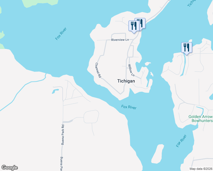 map of restaurants, bars, coffee shops, grocery stores, and more near 6428 Channel Road in Waterford