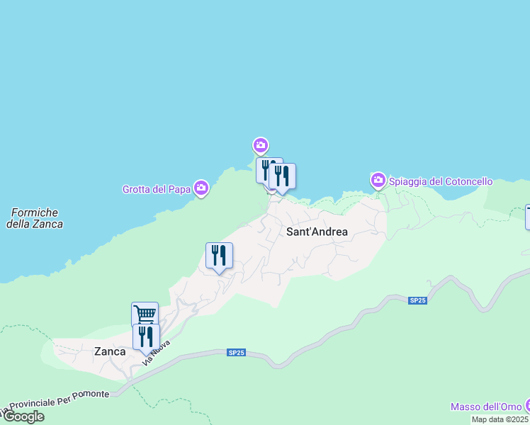 map of restaurants, bars, coffee shops, grocery stores, and more near 2 Via dei Prati in Zanca