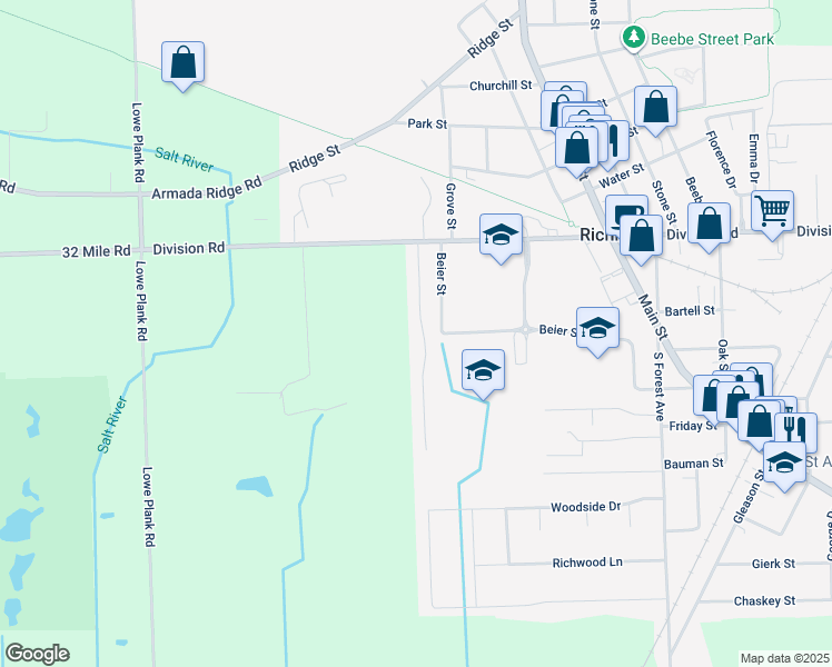 map of restaurants, bars, coffee shops, grocery stores, and more near 68655 Stoecker Lane in Richmond