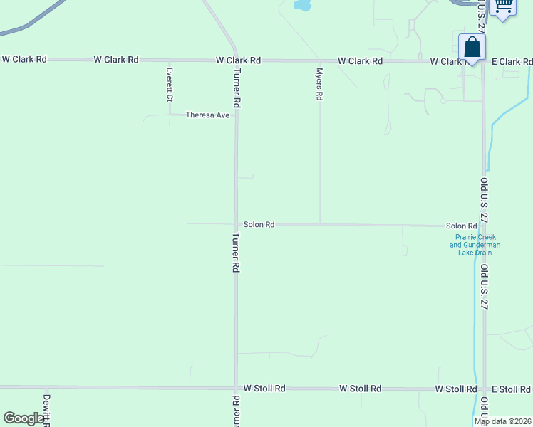 map of restaurants, bars, coffee shops, grocery stores, and more near 14427 Turner Road in DeWitt