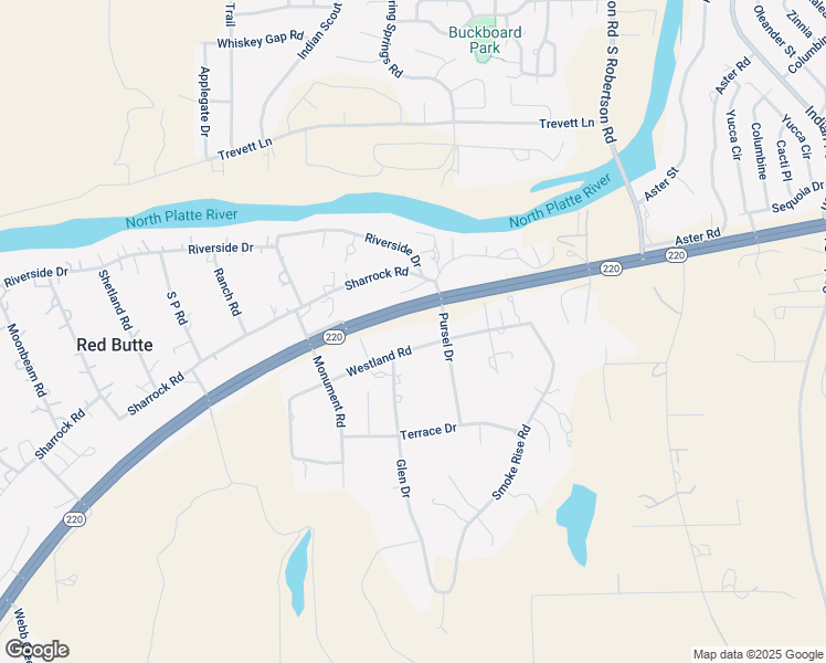 map of restaurants, bars, coffee shops, grocery stores, and more near 6539-6655 State Highway 220 in Casper