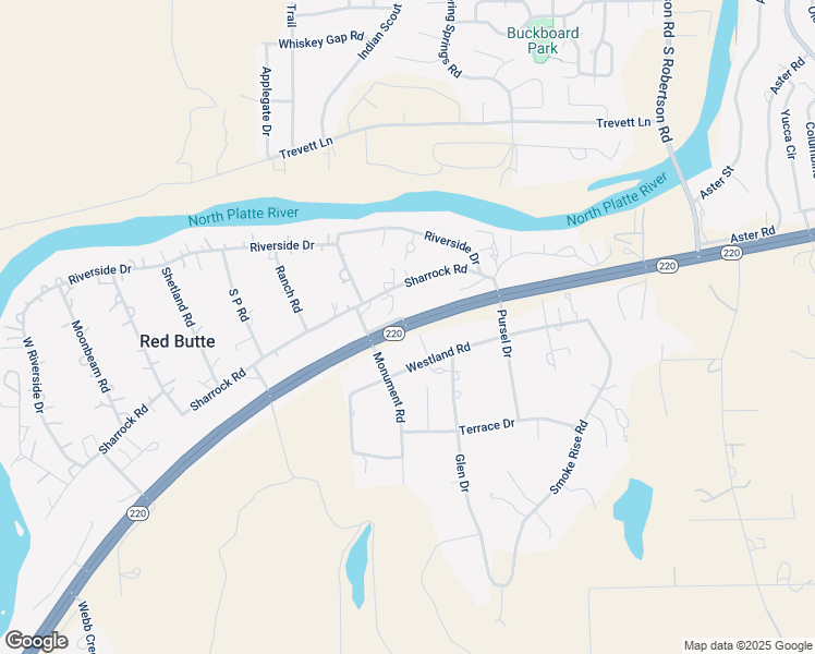 map of restaurants, bars, coffee shops, grocery stores, and more near 6539 Wyoming 220 in Casper