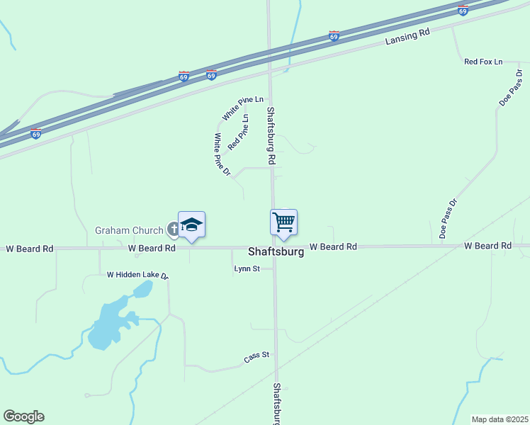 map of restaurants, bars, coffee shops, grocery stores, and more near 12870 Shaftsburg Road in Perry