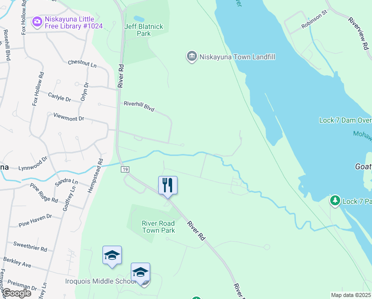 map of restaurants, bars, coffee shops, grocery stores, and more near 1014 Catherines Woods Drive in Schenectady County