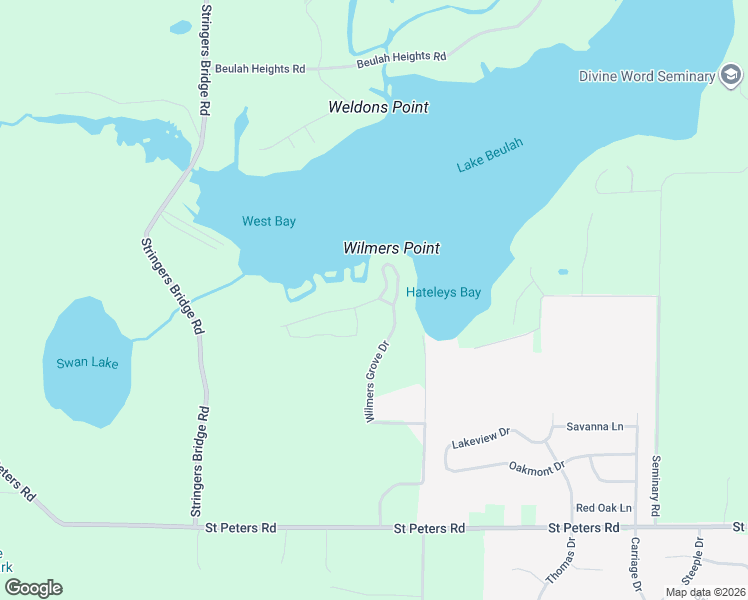 map of restaurants, bars, coffee shops, grocery stores, and more near W2166 Wilmers Grove Drive in East Troy
