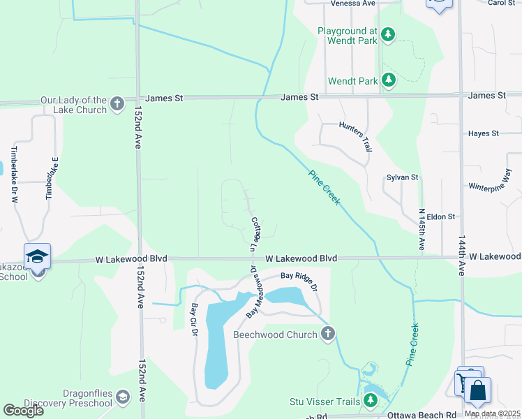 map of restaurants, bars, coffee shops, grocery stores, and more near 1025 Rippling Brook Court in Holland
