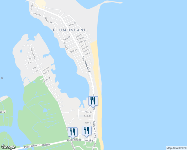 map of restaurants, bars, coffee shops, grocery stores, and more near 4 35th Street in Newbury