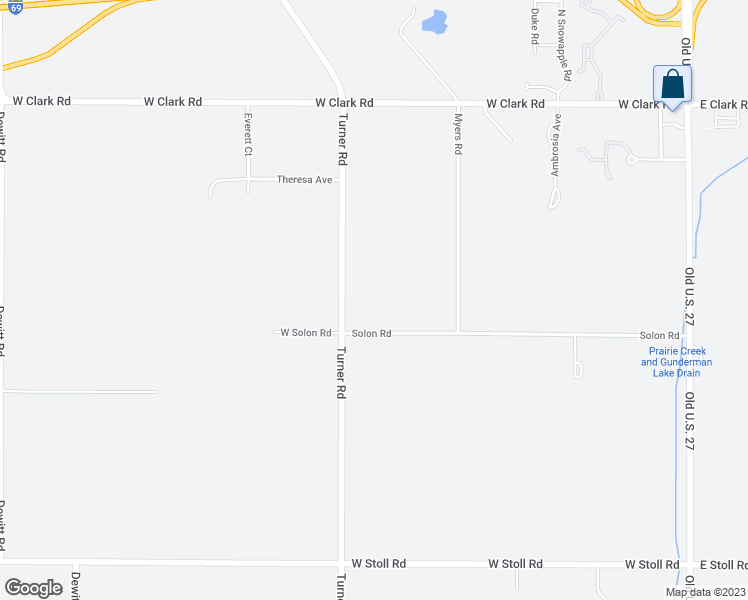 map of restaurants, bars, coffee shops, grocery stores, and more near 14427 Turner Road in DeWitt