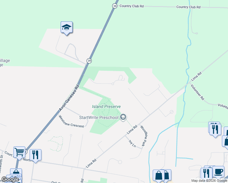 map of restaurants, bars, coffee shops, grocery stores, and more near 32 Cavalry Rd in Geneseo