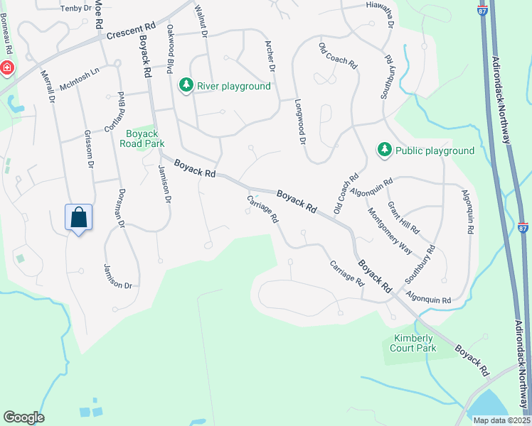 map of restaurants, bars, coffee shops, grocery stores, and more near 67 Carriage Road in Saratoga County