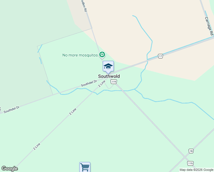 map of restaurants, bars, coffee shops, grocery stores, and more near 12249 Mill Road in Southwold