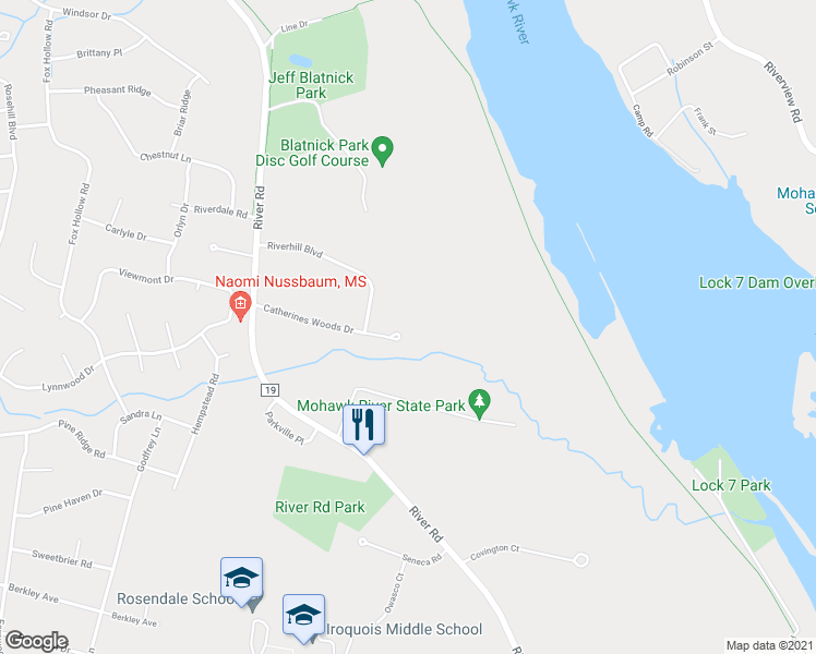 map of restaurants, bars, coffee shops, grocery stores, and more near 1014 Catherines Woods Drive in Schenectady County