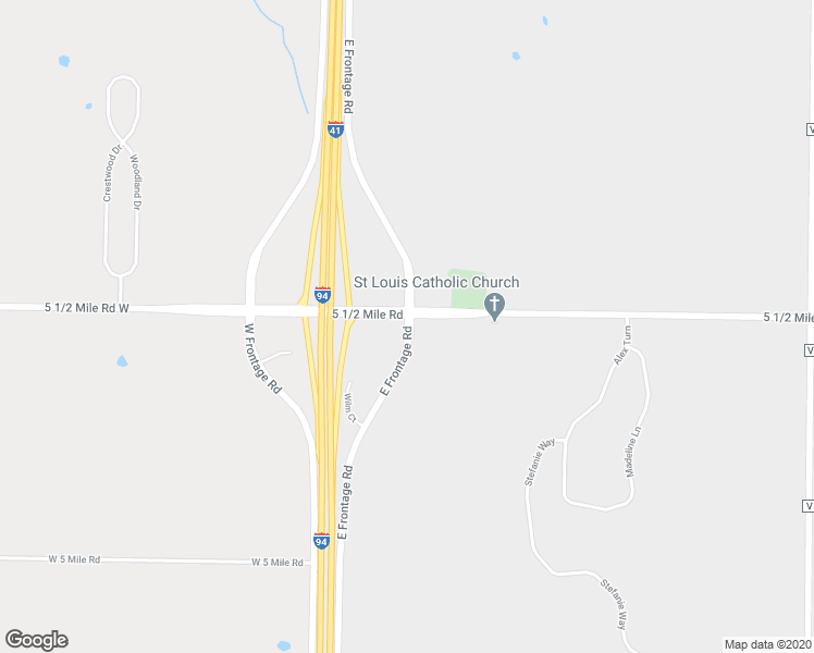 map of restaurants, bars, coffee shops, grocery stores, and more near East Frontage Road in Caledonia