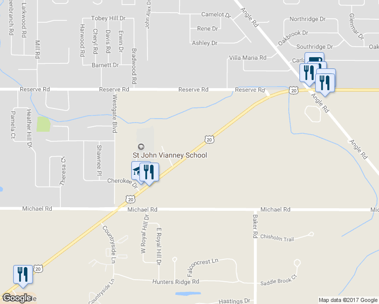 map of restaurants, bars, coffee shops, grocery stores, and more near 2890 Southwestern Boulevard in Orchard Park
