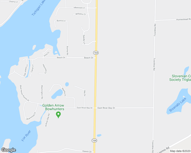 map of restaurants, bars, coffee shops, grocery stores, and more near Wisconsin 164 in Waterford