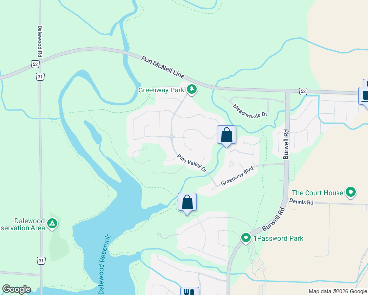 map of restaurants, bars, coffee shops, grocery stores, and more near 68 Pine Valley Drive in St. Thomas