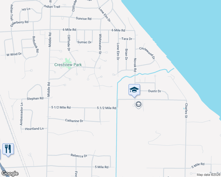 map of restaurants, bars, coffee shops, grocery stores, and more near 2445 Bittersweet Court in Racine