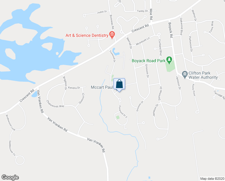 map of restaurants, bars, coffee shops, grocery stores, and more near 1204 Foxwood Drive in Saratoga County