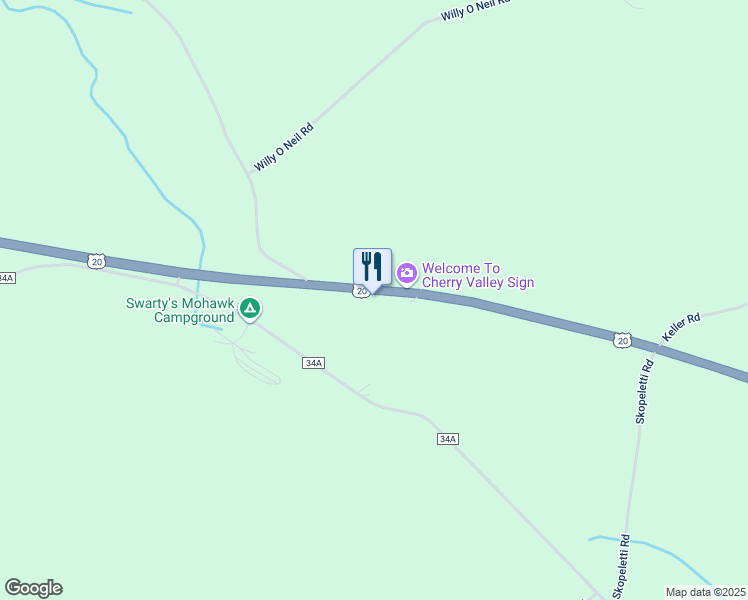 map of restaurants, bars, coffee shops, grocery stores, and more near 7632 U.S. 20 in Cherry Valley