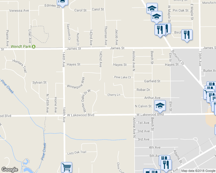 map of restaurants, bars, coffee shops, grocery stores, and more near 480 Cherry Lane in Holland