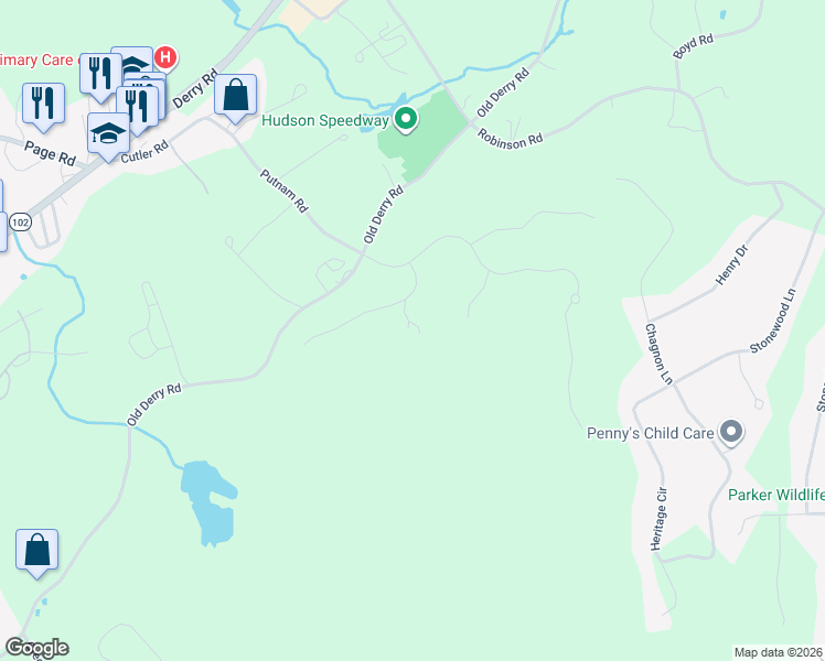 map of restaurants, bars, coffee shops, grocery stores, and more near 7 Senter Farm Road in Hudson