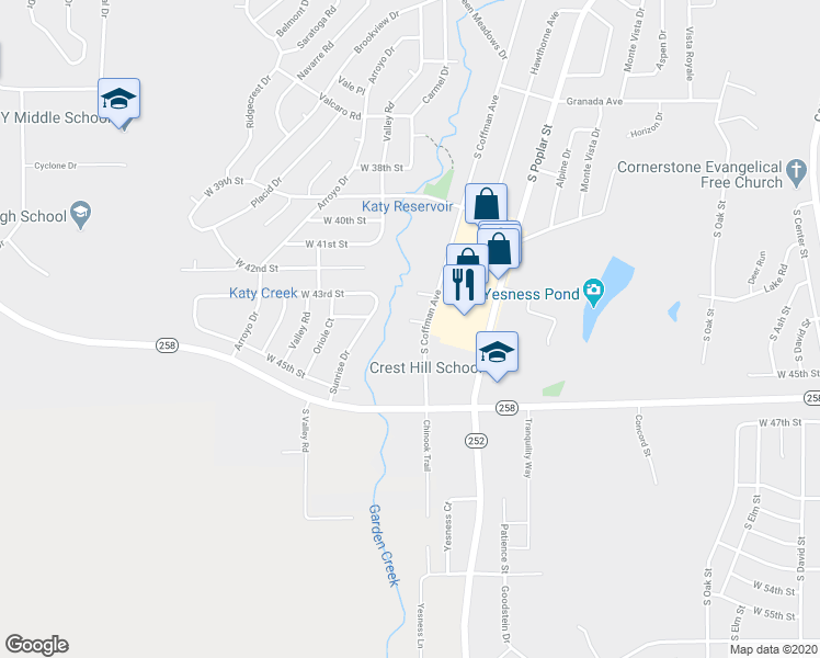 map of restaurants, bars, coffee shops, grocery stores, and more near 4352 Coffman Court in Casper