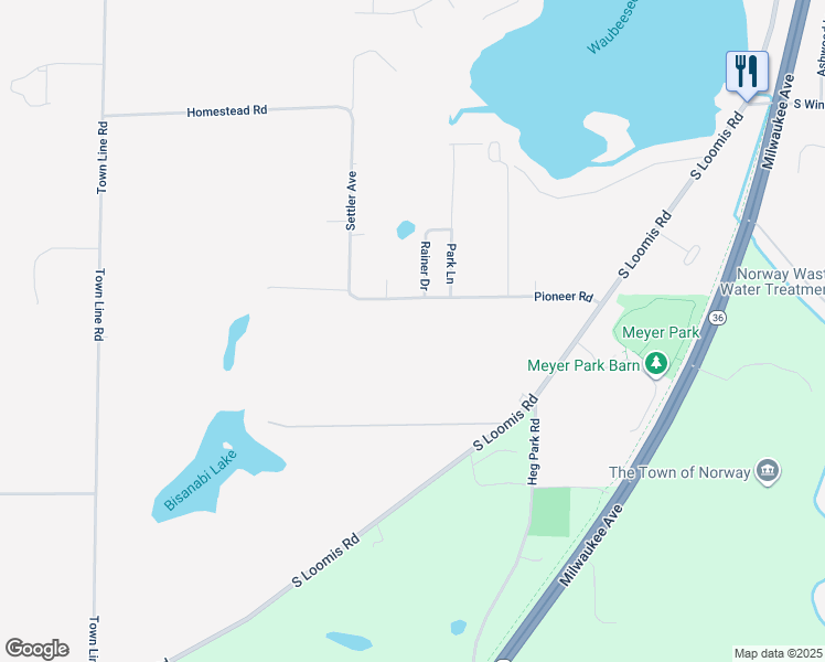 map of restaurants, bars, coffee shops, grocery stores, and more near 27209 Pioneer Road in Wind Lake