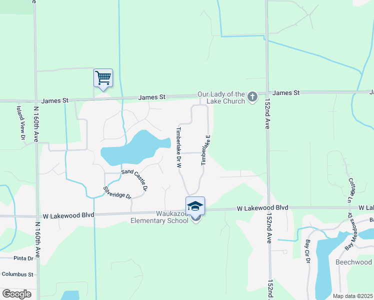 map of restaurants, bars, coffee shops, grocery stores, and more near 475 Timberlake Drive West in Holland