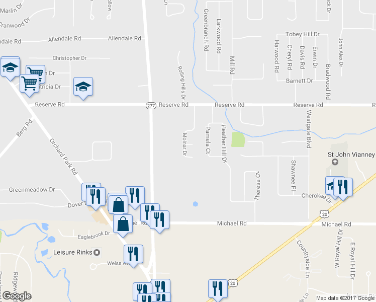map of restaurants, bars, coffee shops, grocery stores, and more near 26 Molnar Court in Buffalo