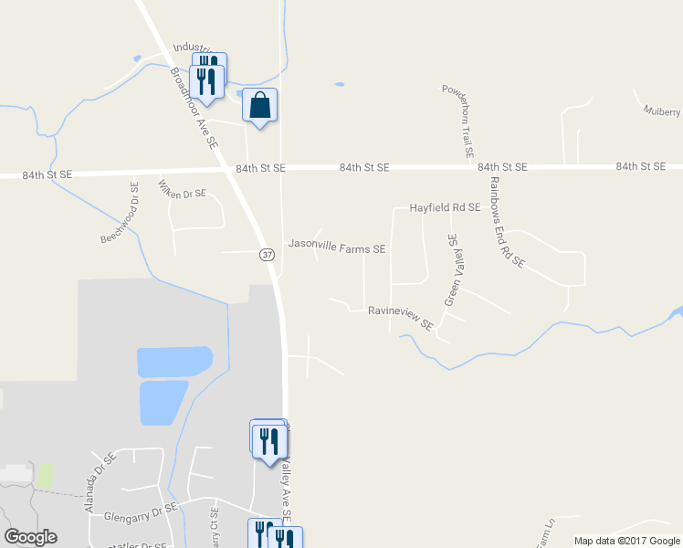 map of restaurants, bars, coffee shops, grocery stores, and more near 6581 Clover Court in Caledonia