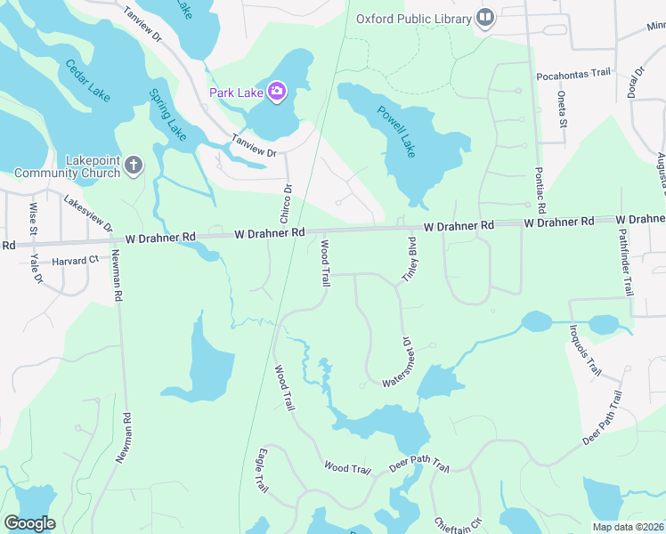 map of restaurants, bars, coffee shops, grocery stores, and more near 1126 Watersmeet Drive in Oxford