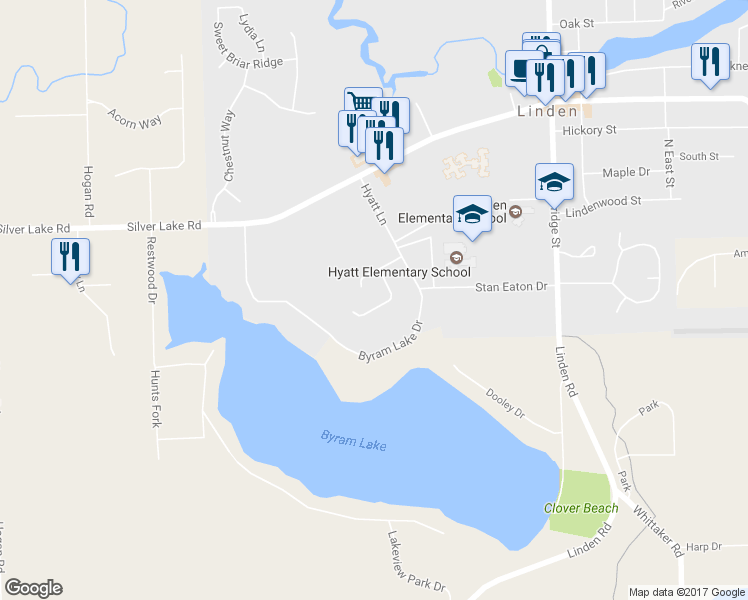 map of restaurants, bars, coffee shops, grocery stores, and more near 331 Valleyview Drive in Linden