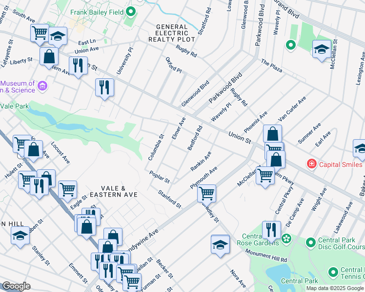 map of restaurants, bars, coffee shops, grocery stores, and more near 1319 Alden Place in Schenectady