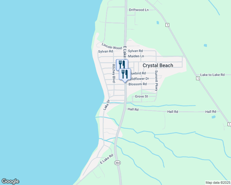 map of restaurants, bars, coffee shops, grocery stores, and more near 4626 Bachelor Row in Canandaigua