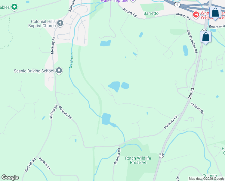 map of restaurants, bars, coffee shops, grocery stores, and more near 100 Lovejoy Road in Milford