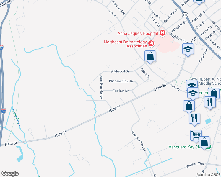 map of restaurants, bars, coffee shops, grocery stores, and more near 16 Fox Run Drive in Newburyport