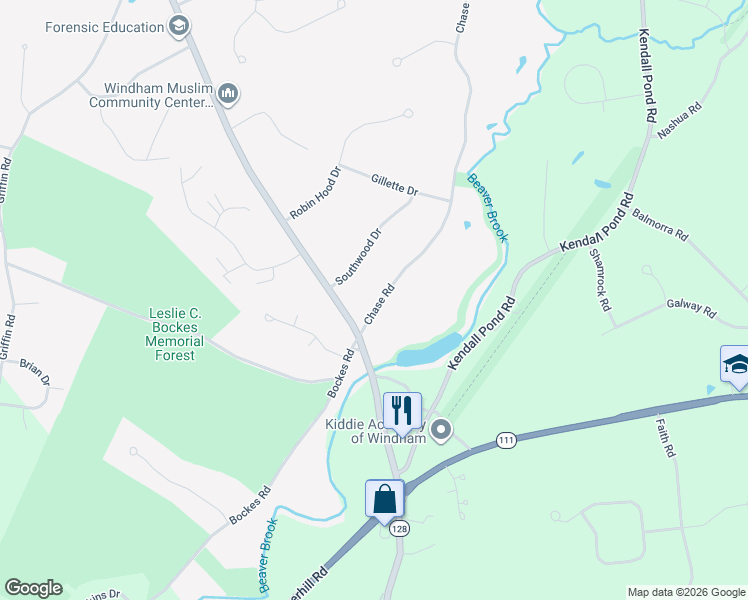 map of restaurants, bars, coffee shops, grocery stores, and more near 5 Chase Road in Londonderry