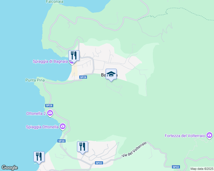map of restaurants, bars, coffee shops, grocery stores, and more near 40 Via Bagnaia in Bagnaia
