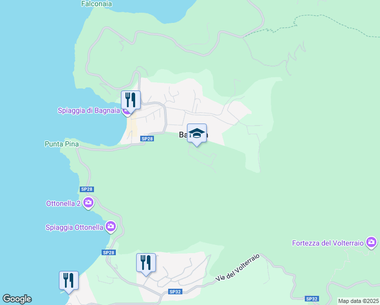 map of restaurants, bars, coffee shops, grocery stores, and more near 40 Via Bagnaia in Bagnaia
