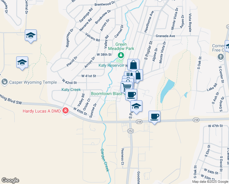 map of restaurants, bars, coffee shops, grocery stores, and more near 4313 Coffman Court in Casper