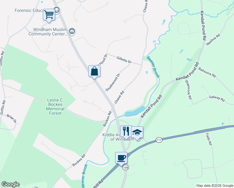 map of restaurants, bars, coffee shops, grocery stores, and more near 5 Chase Road in Londonderry